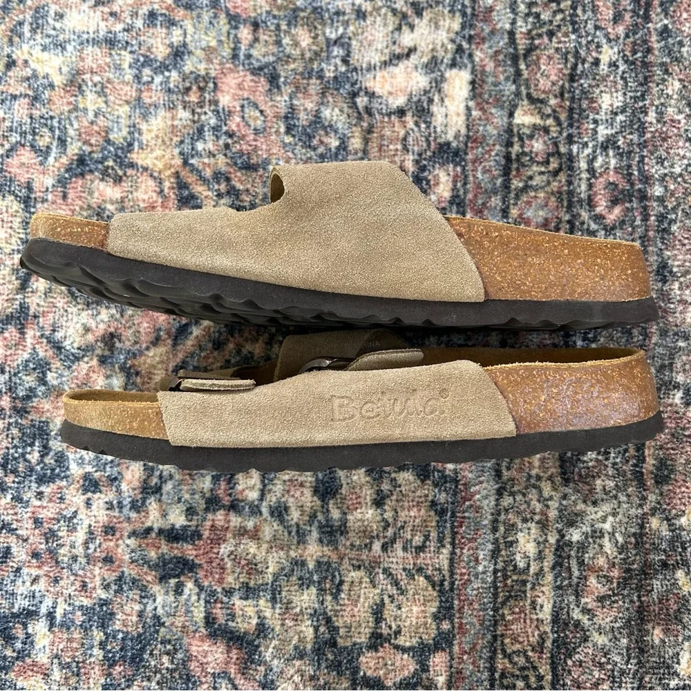 Birkenstock Betula Arizona Double Strap Taupe Tan Suede Sandals Size 7 / 38 EU - Picture 4 of 12